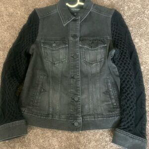 NWOT Liverpool LA Black Denim Jacket - Unique Sweater Style Sleeves